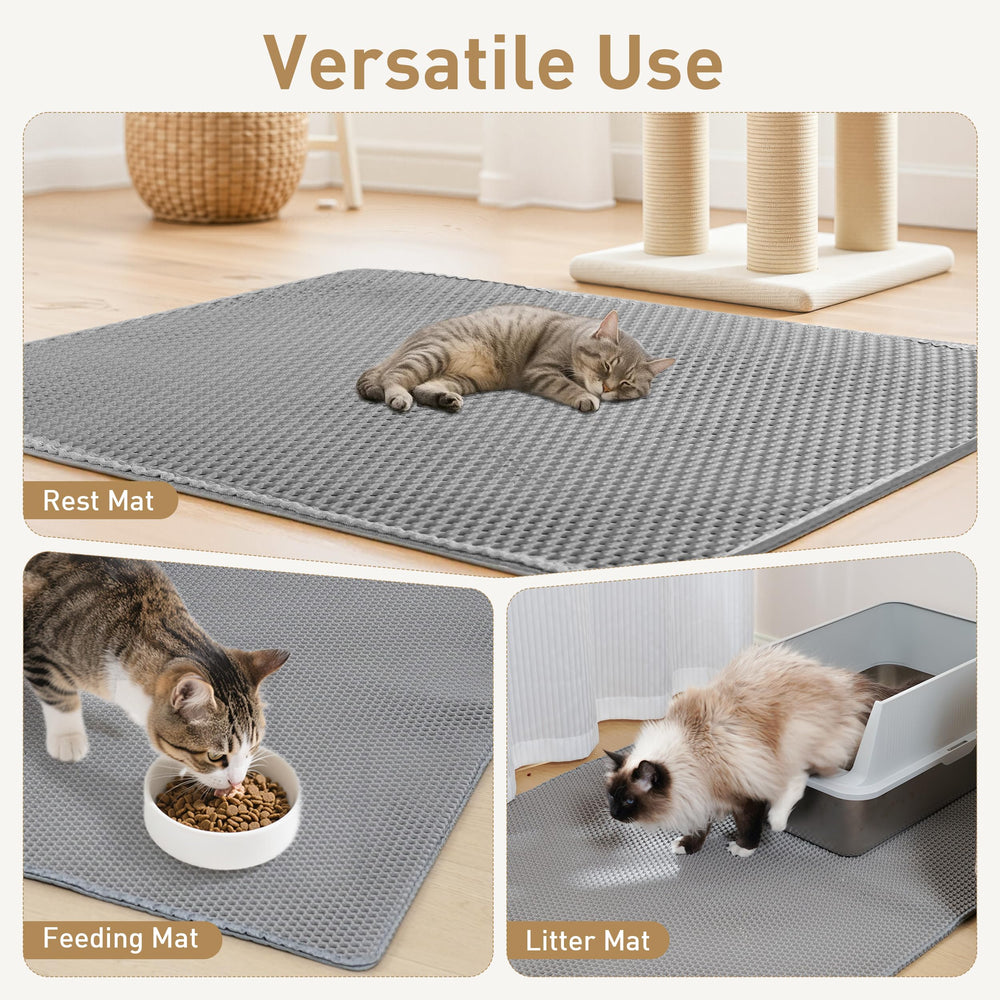 Anywish litter mat side-opening design recycles litter quickly.
