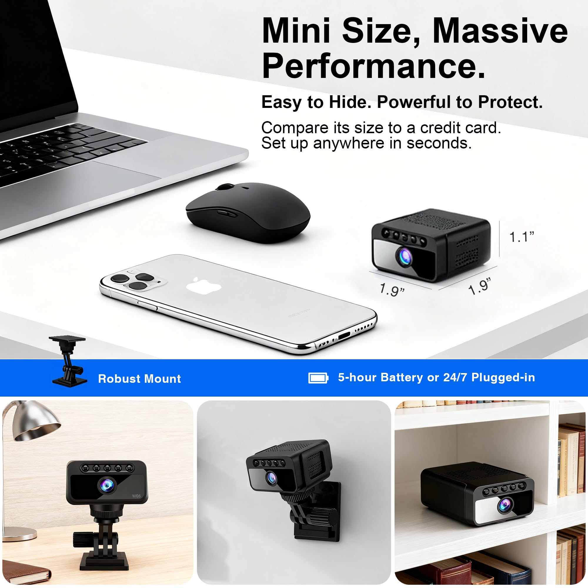 AOBOCAM compact indoor nanny cam blends into spaces for discreet security.