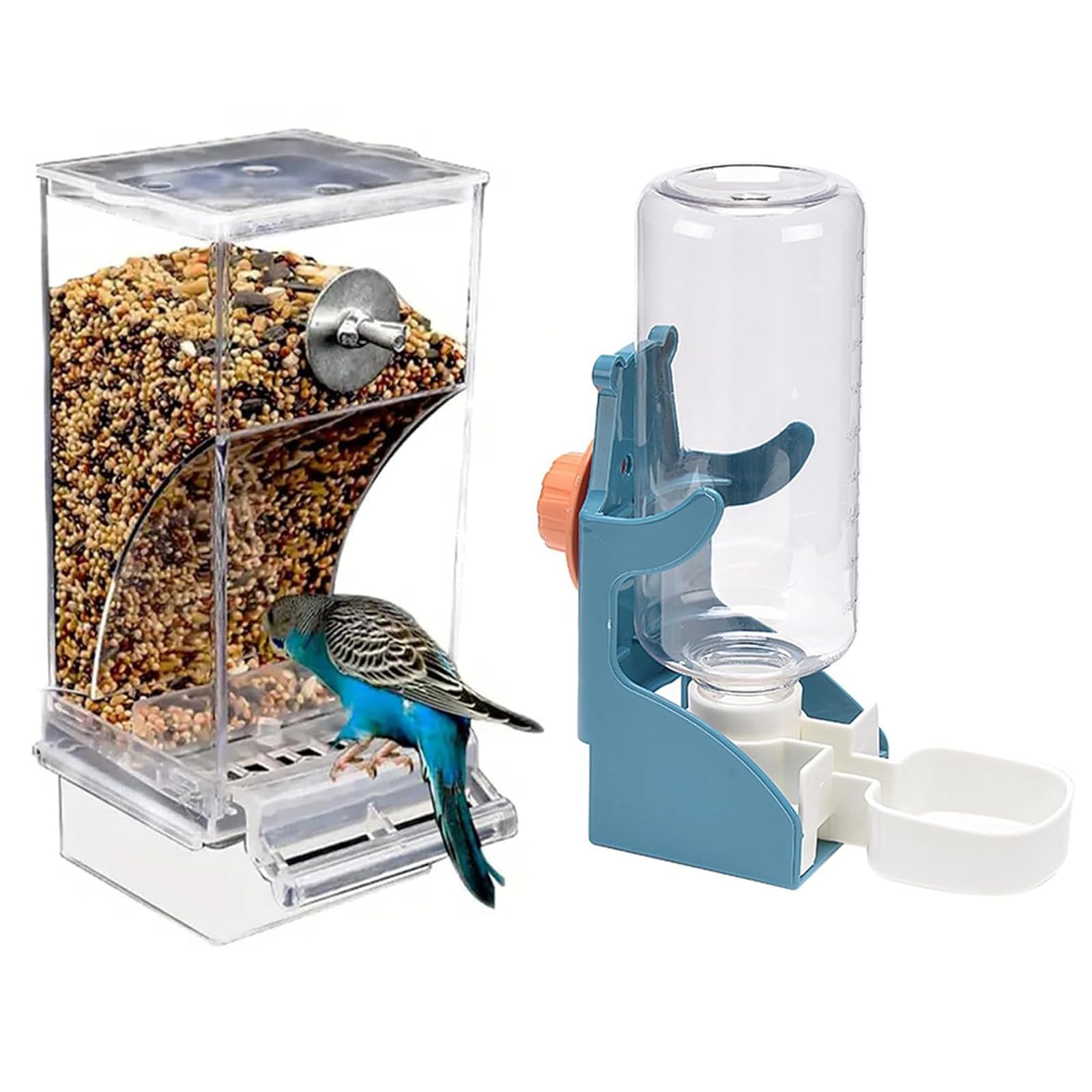 AOCPO automatic bird feeder top view reduces daily refills and keeps seed mess minimal.