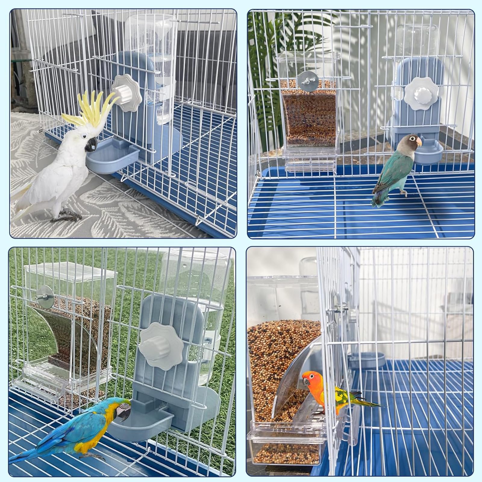 AOCPO thick acrylic build ensures sturdy, reusable feeding and watering for small to medium birds.