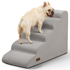 Aodisman 5-step dog stairs bed-edge-setup promotes easy bed access for small pets.