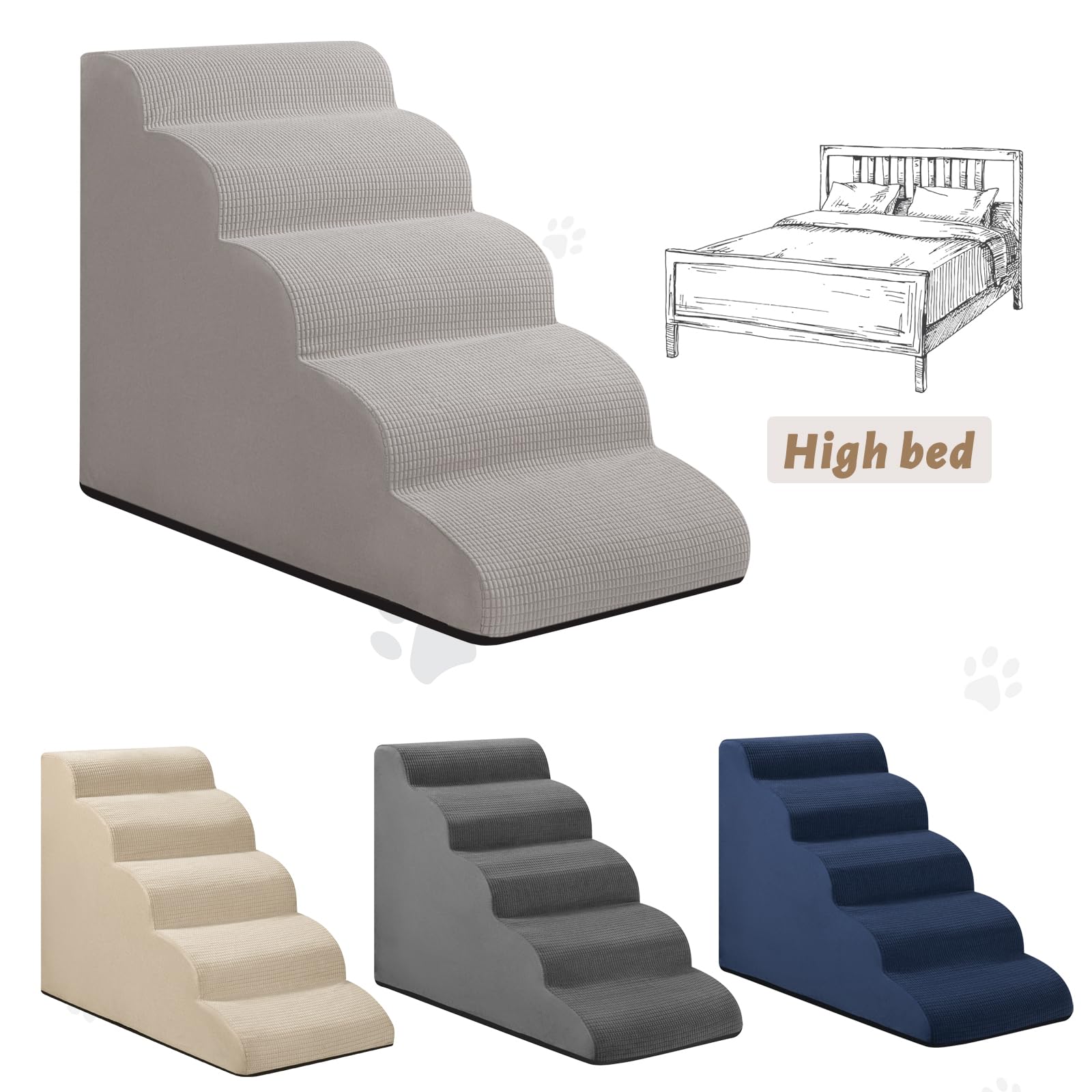 Aodisman 5-step dog stairs key-features showcases safe, comfortable ramp access.