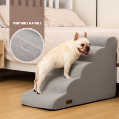 Aodisman 5-step dog stairs non-slip-bottom shows secure footing on floors.