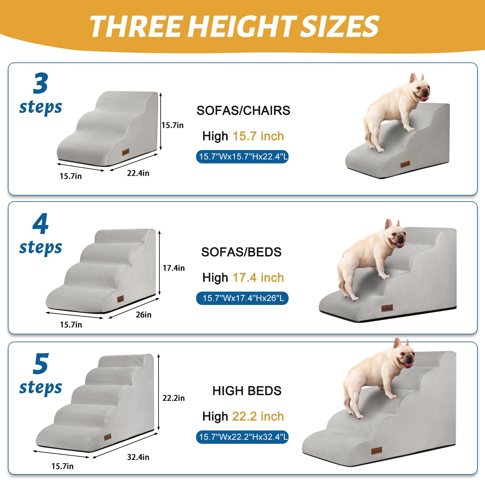Aodisman 5-step dog stairs washable-cover demonstrates easy cleaning after use.