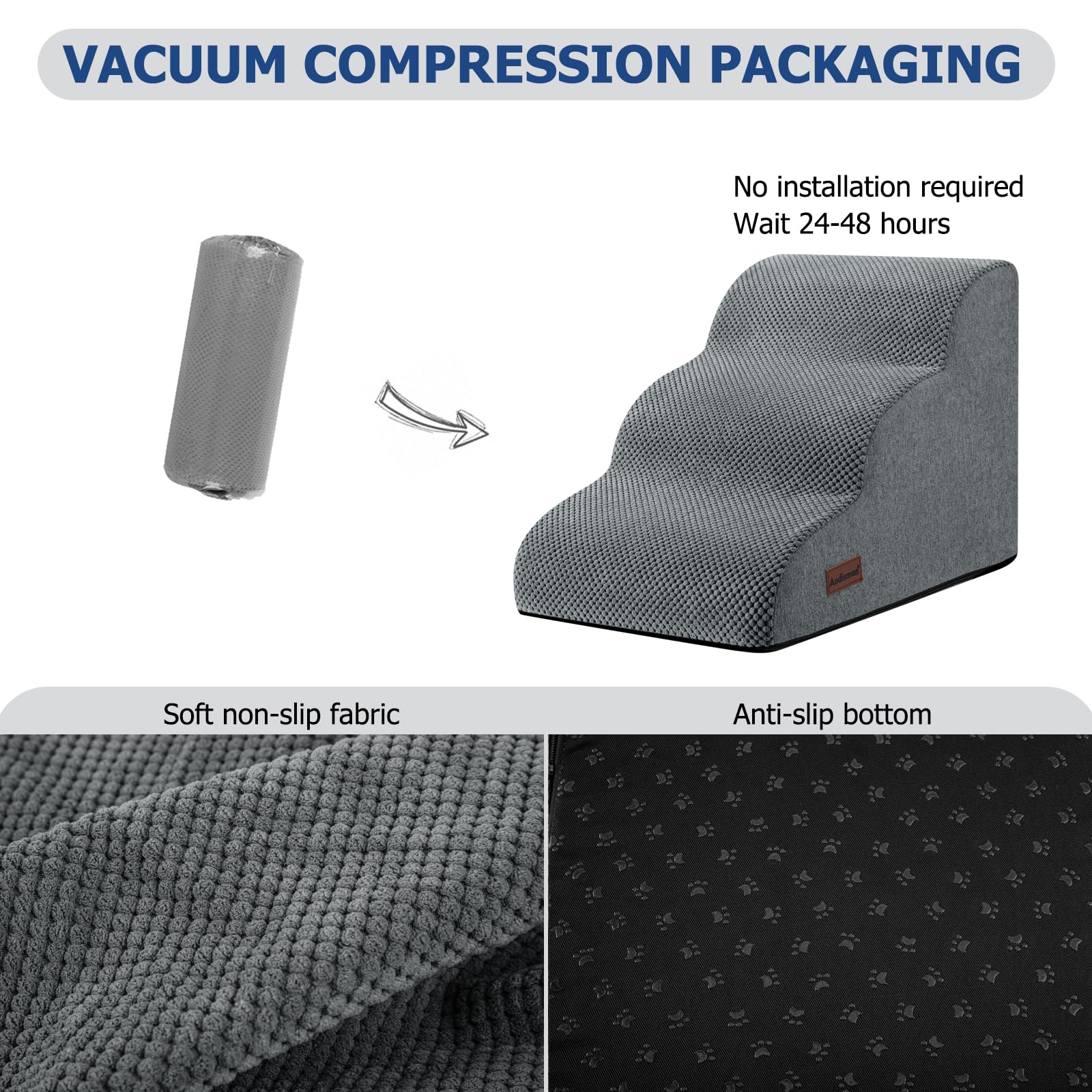 Aodisman ramp in use on couch demonstrates safer stairs for elderly pets