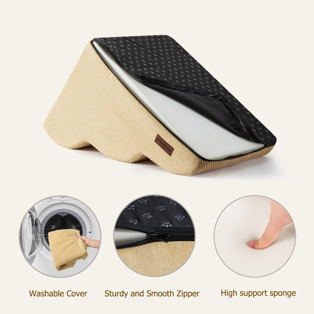 Aodisman dog ramp removable cover khaki for easy machine washing and hygiene.