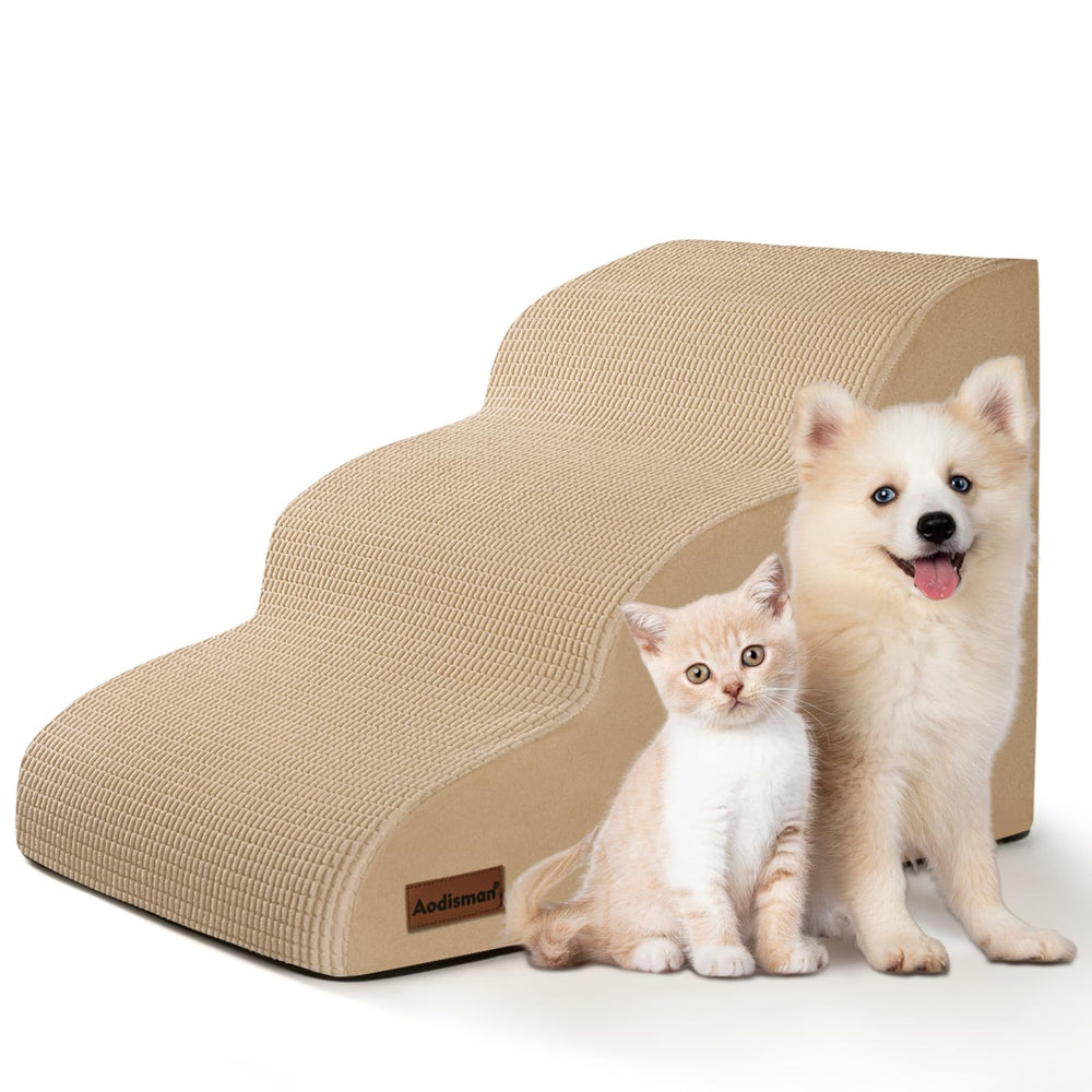 Aodisman dog ramp side view shows stable, non-slip steps for small dogs.