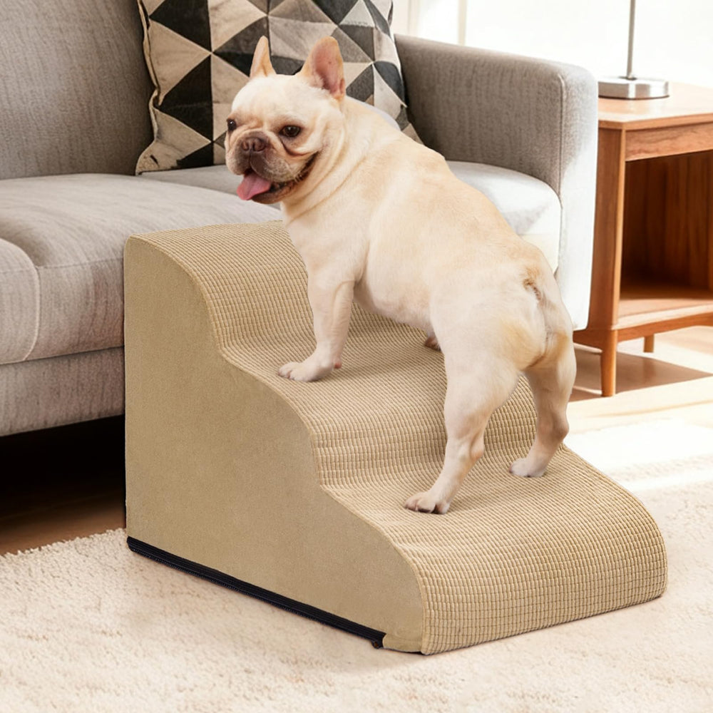 Aodisman dog ramp on sofa demonstrates easy couch access for pets.