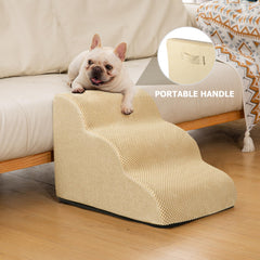 Aodisman dog ramp soft corduroy surface in khaki provides secure footing during climbs.