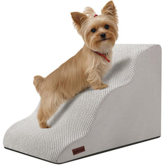 Aodisman dog stairs 3-step curved ramp eases sofa climbs for small dogs