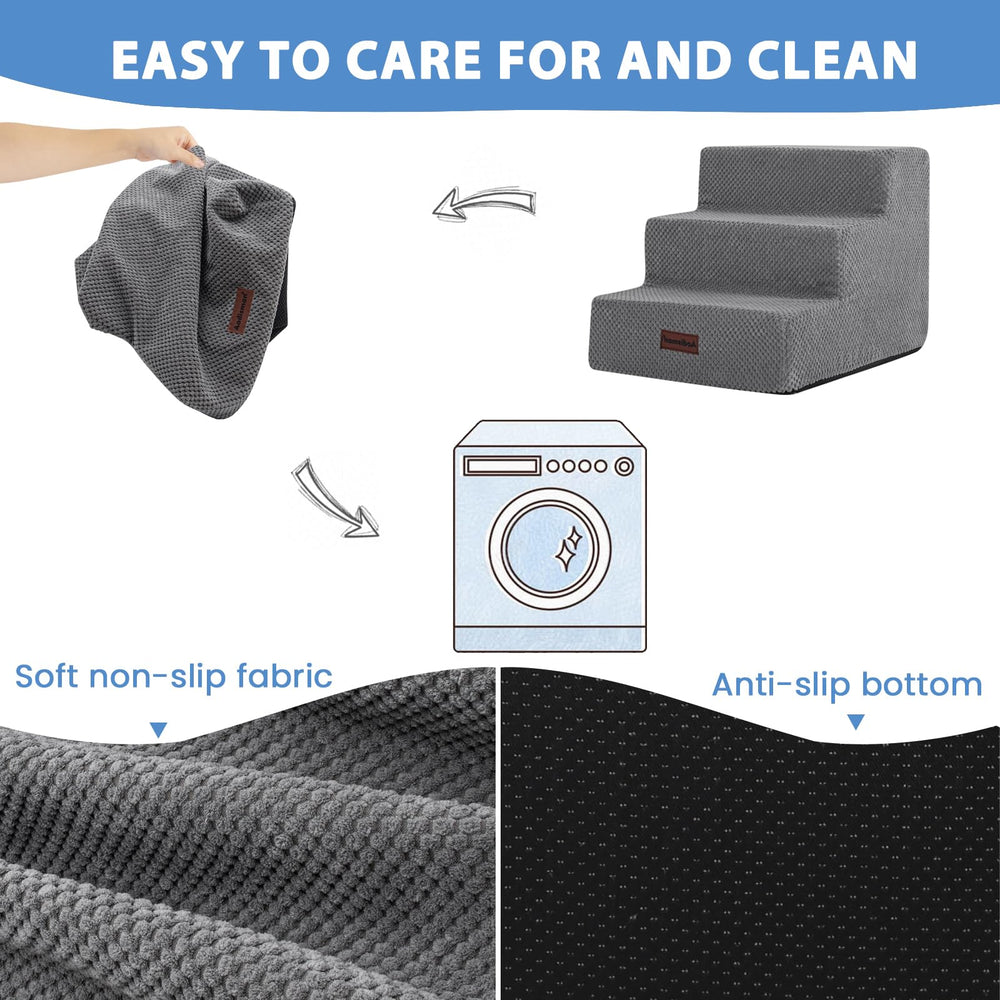 Aodisman Dog Stairs anti-slip base gray emphasizes secure footing