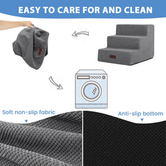 Aodisman Dog Stairs anti-slip base gray emphasizes secure footing