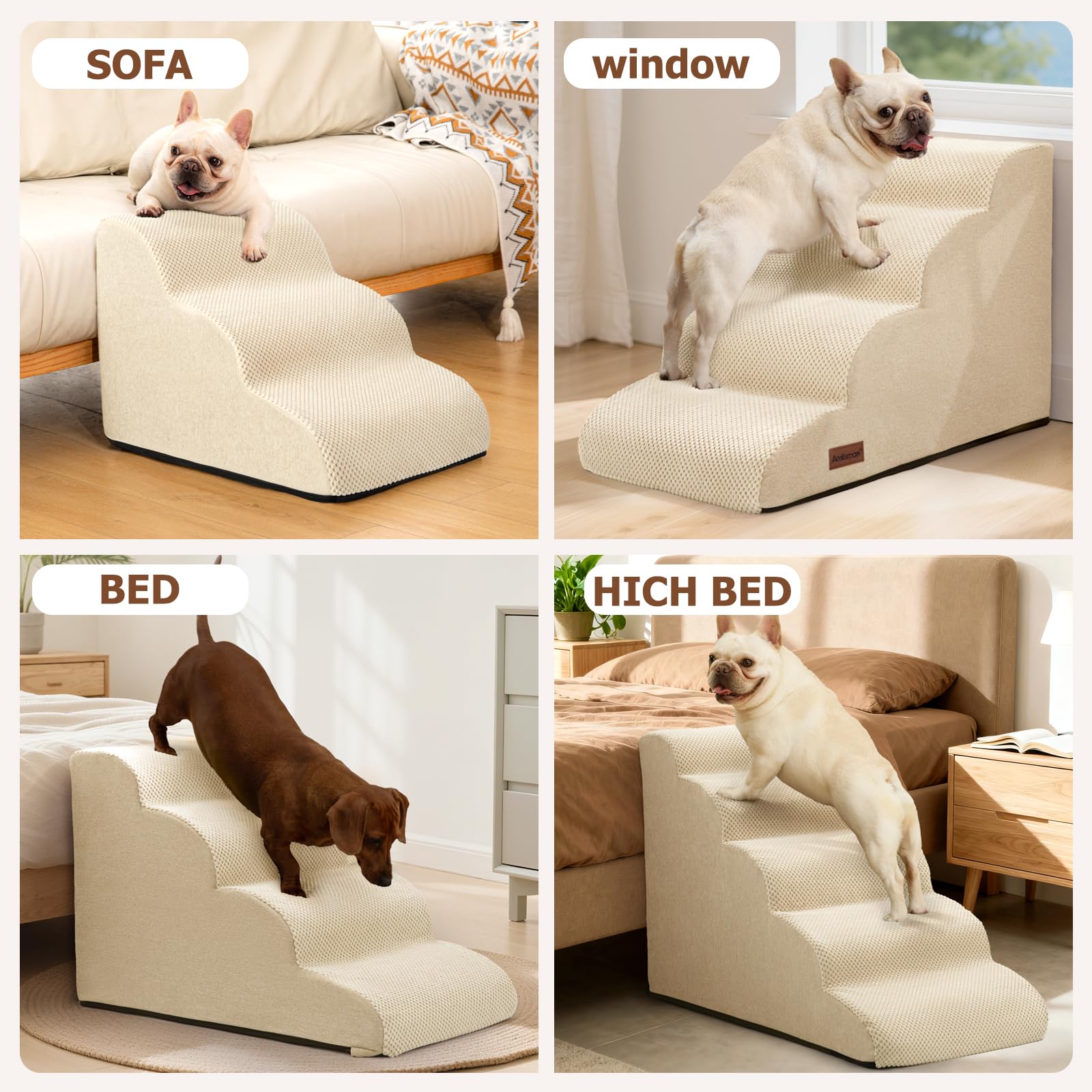 Aodisman dog stairs anti-slip-bottom keeps ramp stable under paws.