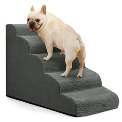 Aodisman dog stairs for bed with five steps helps small dogs reach high beds safely.