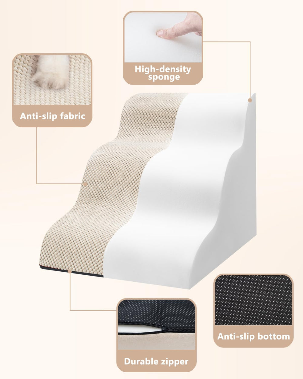 Aodisman dog stairs beside the bed support easy nightly climbs for pets.