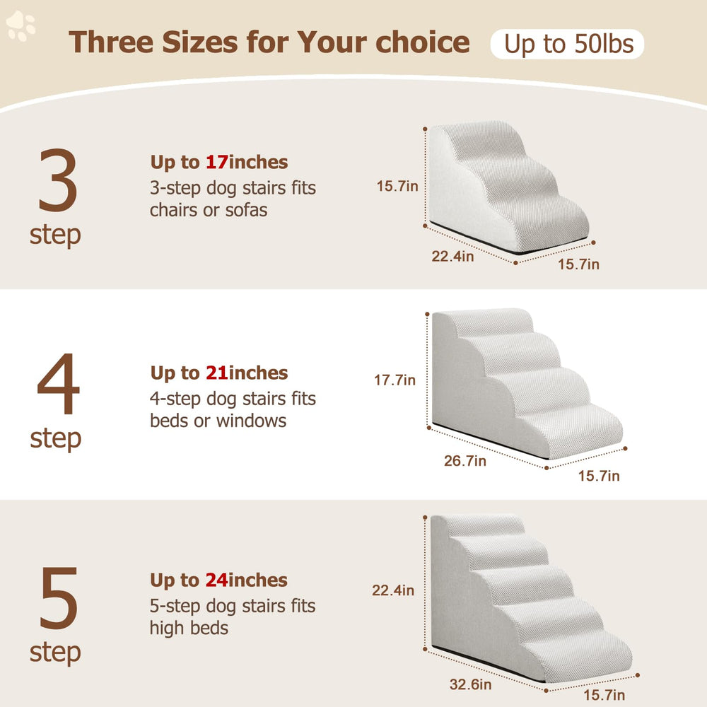 Aodisman dog stairs corduroy-surface offers non-slip grip during climbs.