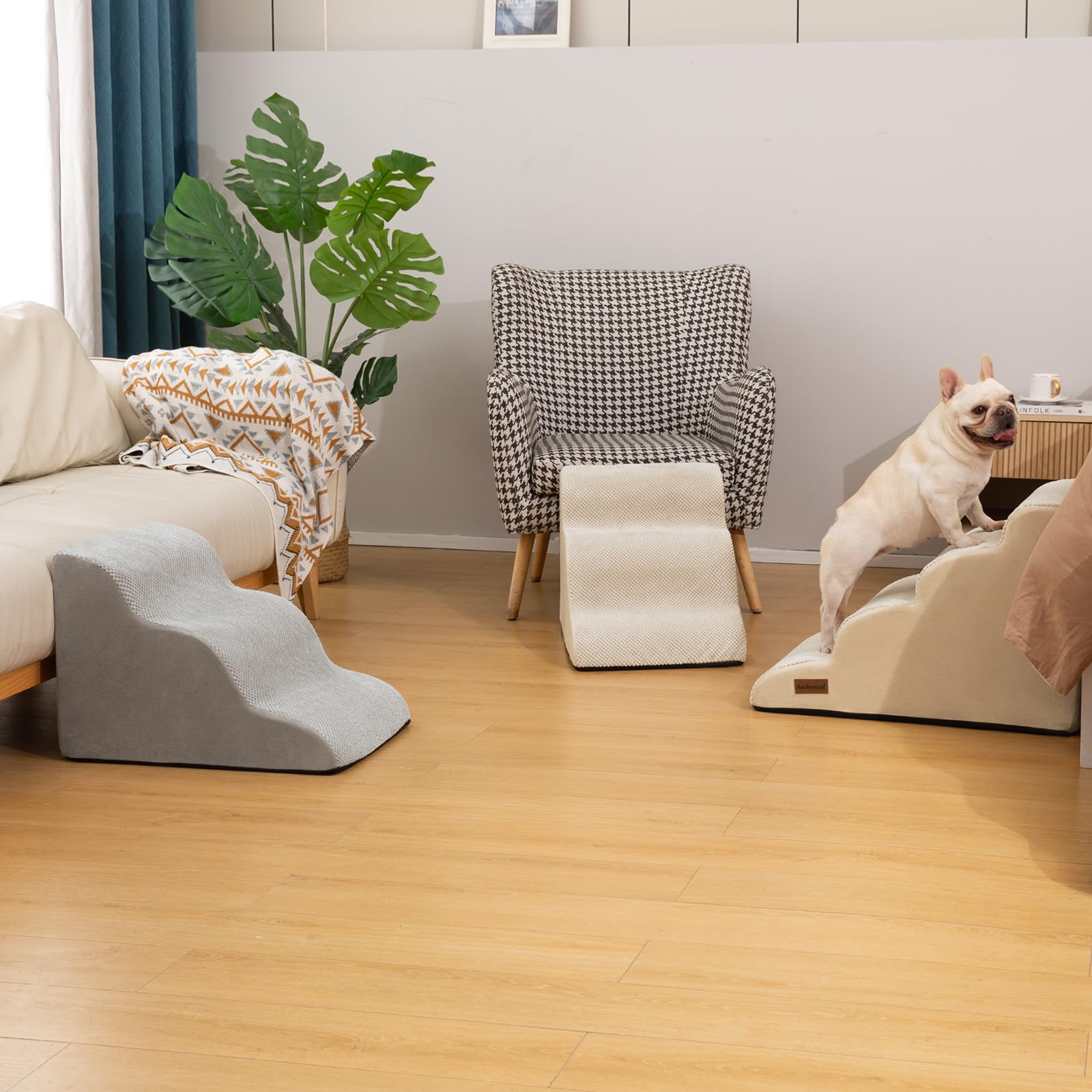 Aodisman dog stairs durable foam construction offers lasting support.