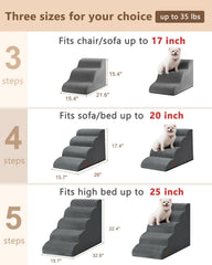Aodisman dog stairs foam-core grey demonstrates sturdy support for elderly pets.