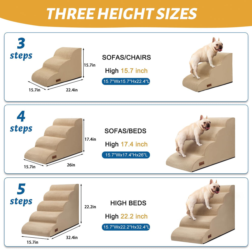 Aodisman dog stairs front view highlights wide treads and sturdy support.