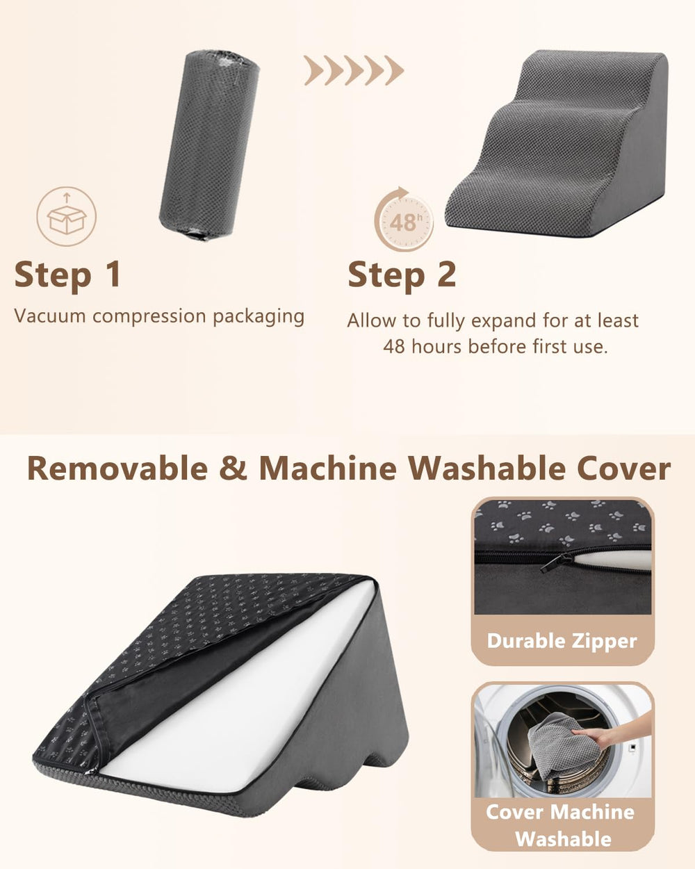 Aodisman dog stairs non-slip-bottom grey ensures stable climbing for everyday use.