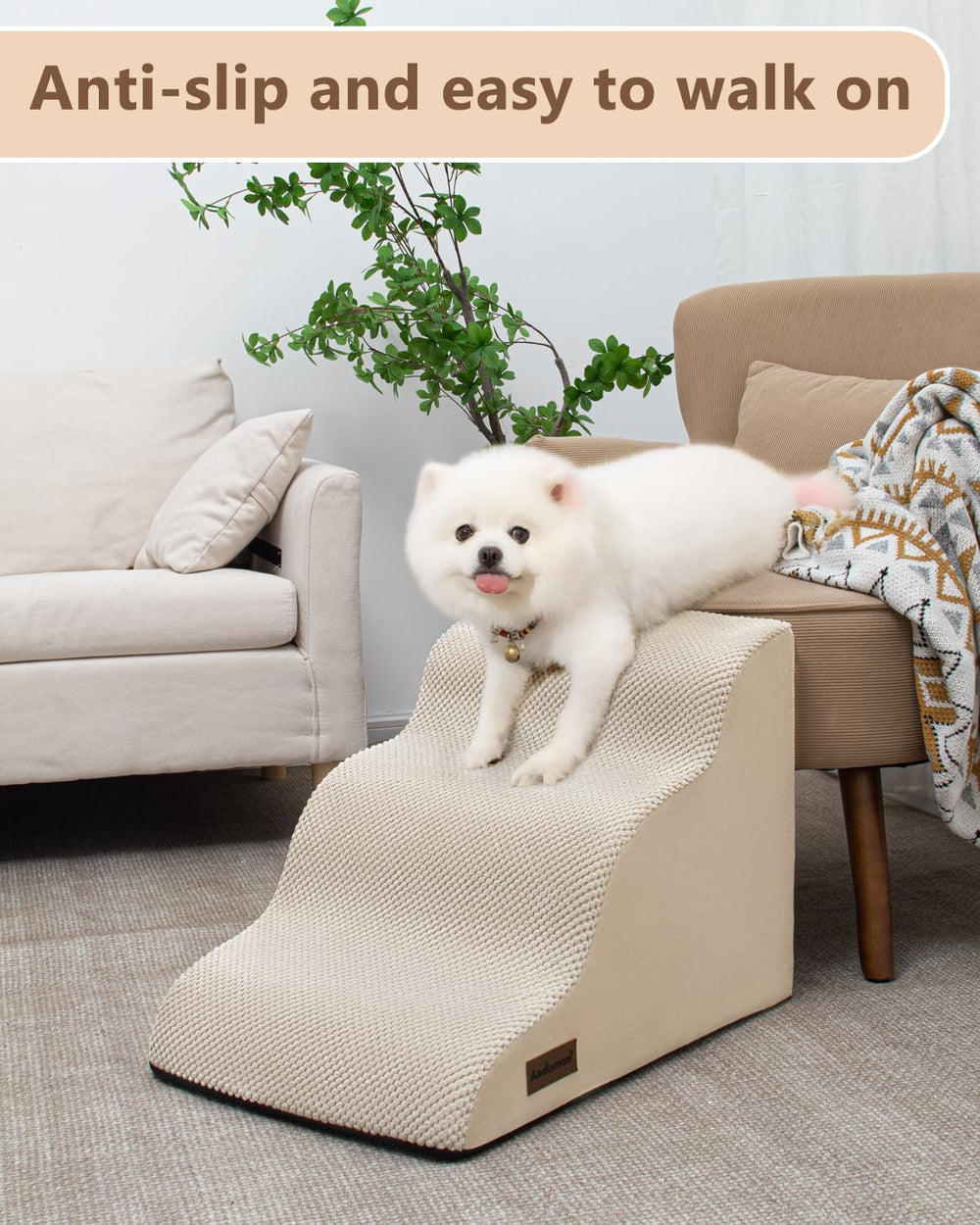Aodisman dog stairs non-slip fabric keeps small dogs stable on couches.