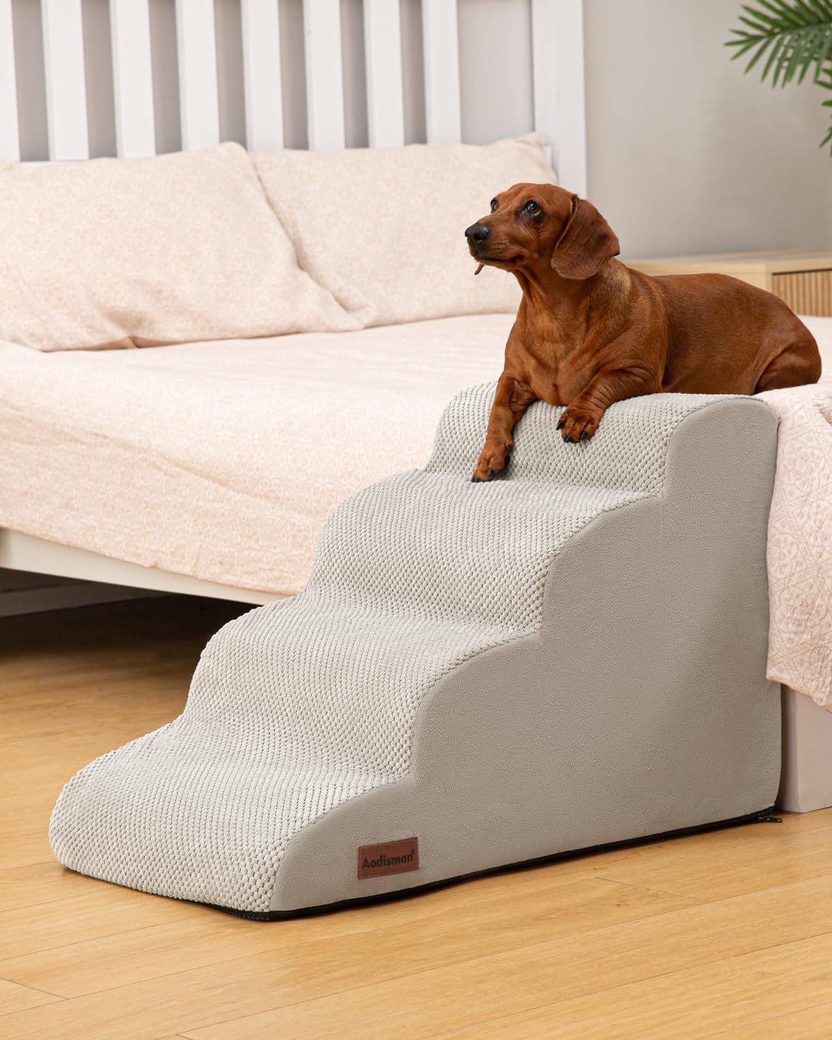 Aodisman dog stairs with non-slip foam surface for stable climbs