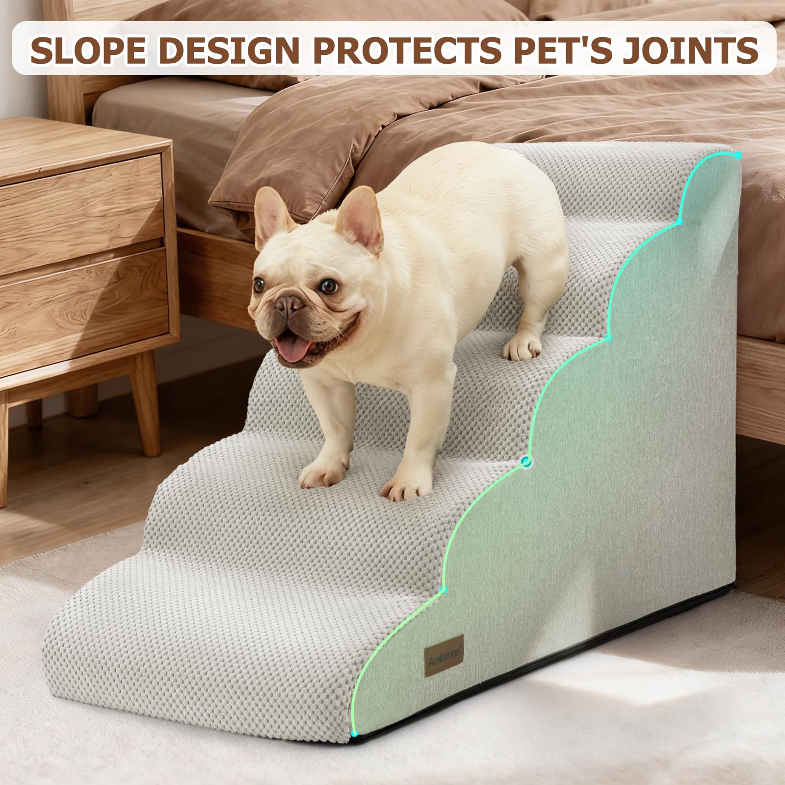 Aodisman dog stairs portable-handle allows easy transport between rooms.
