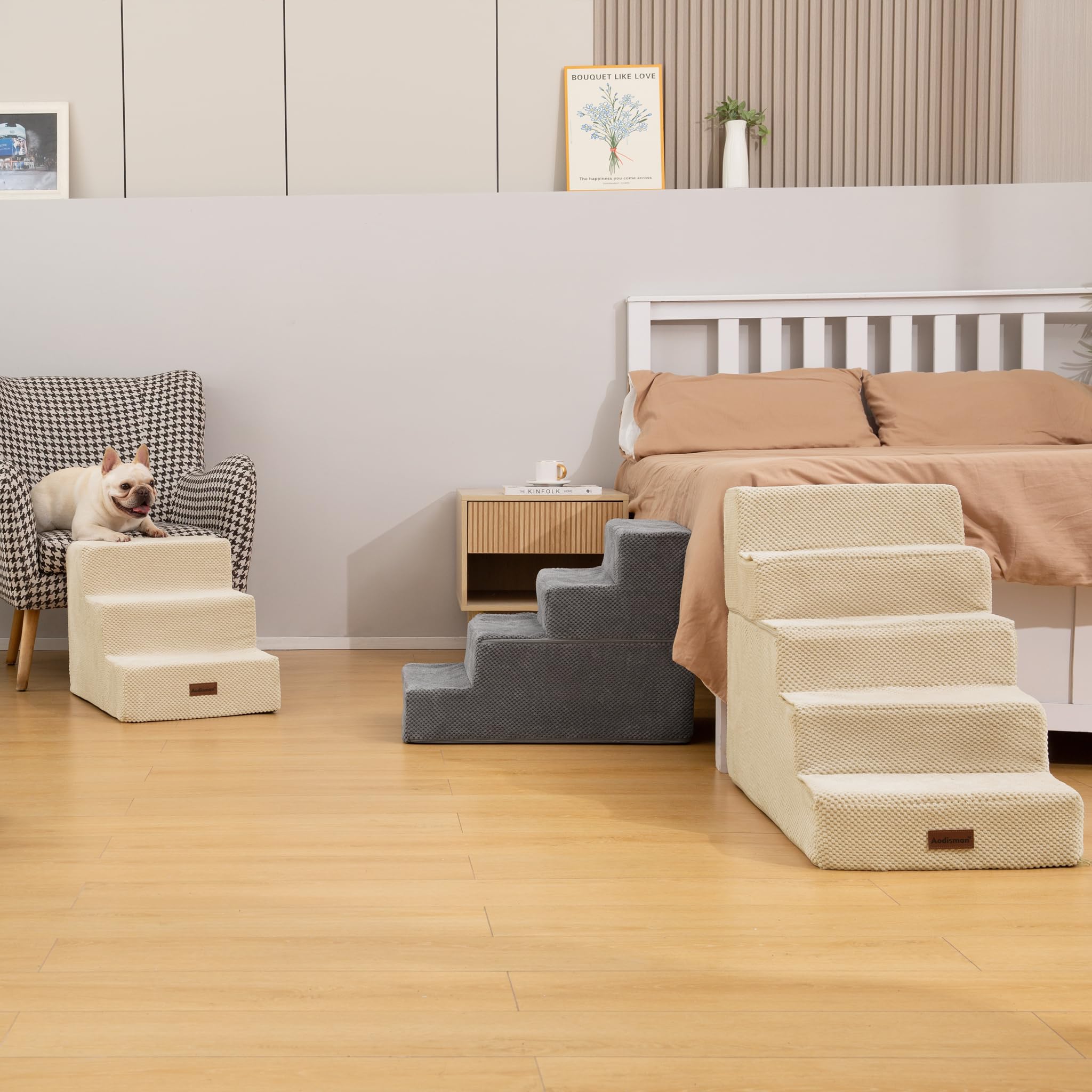 Aodisman Dog Stairs puppy-kitten use gray enables safe climbing