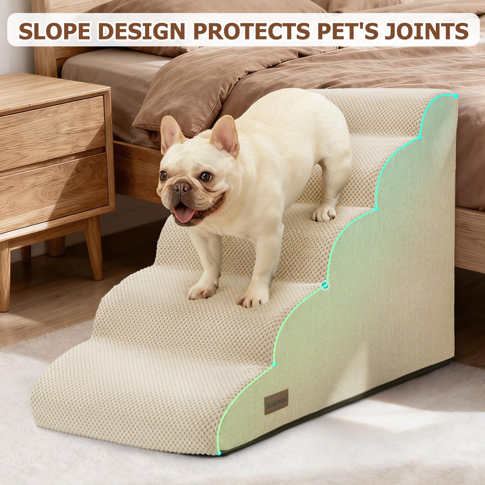 Aodisman dog stairs removable-cover is machine-washable for quick cleaning.