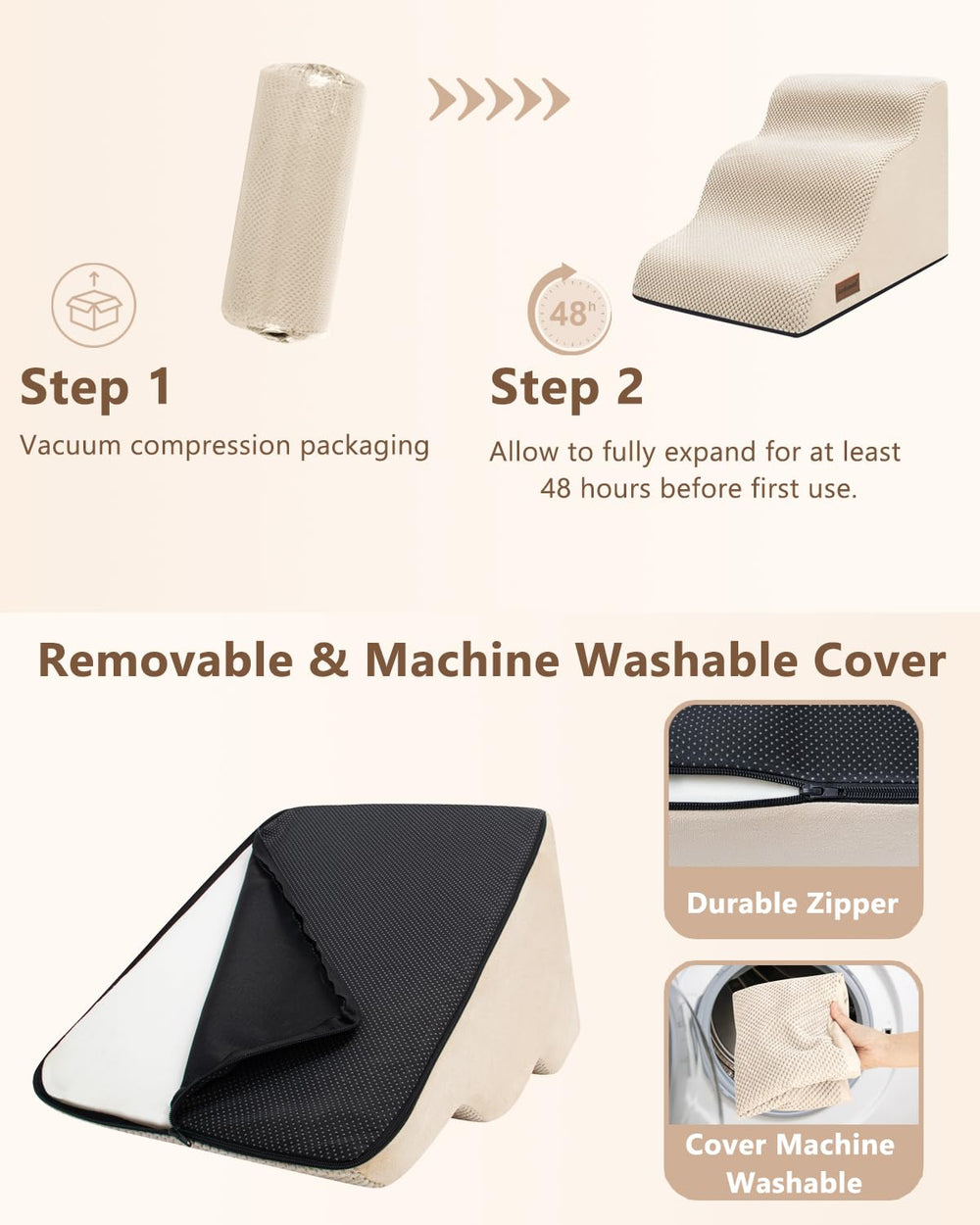 Aodisman dog stairs removable cover simplifies cleaning after pets.