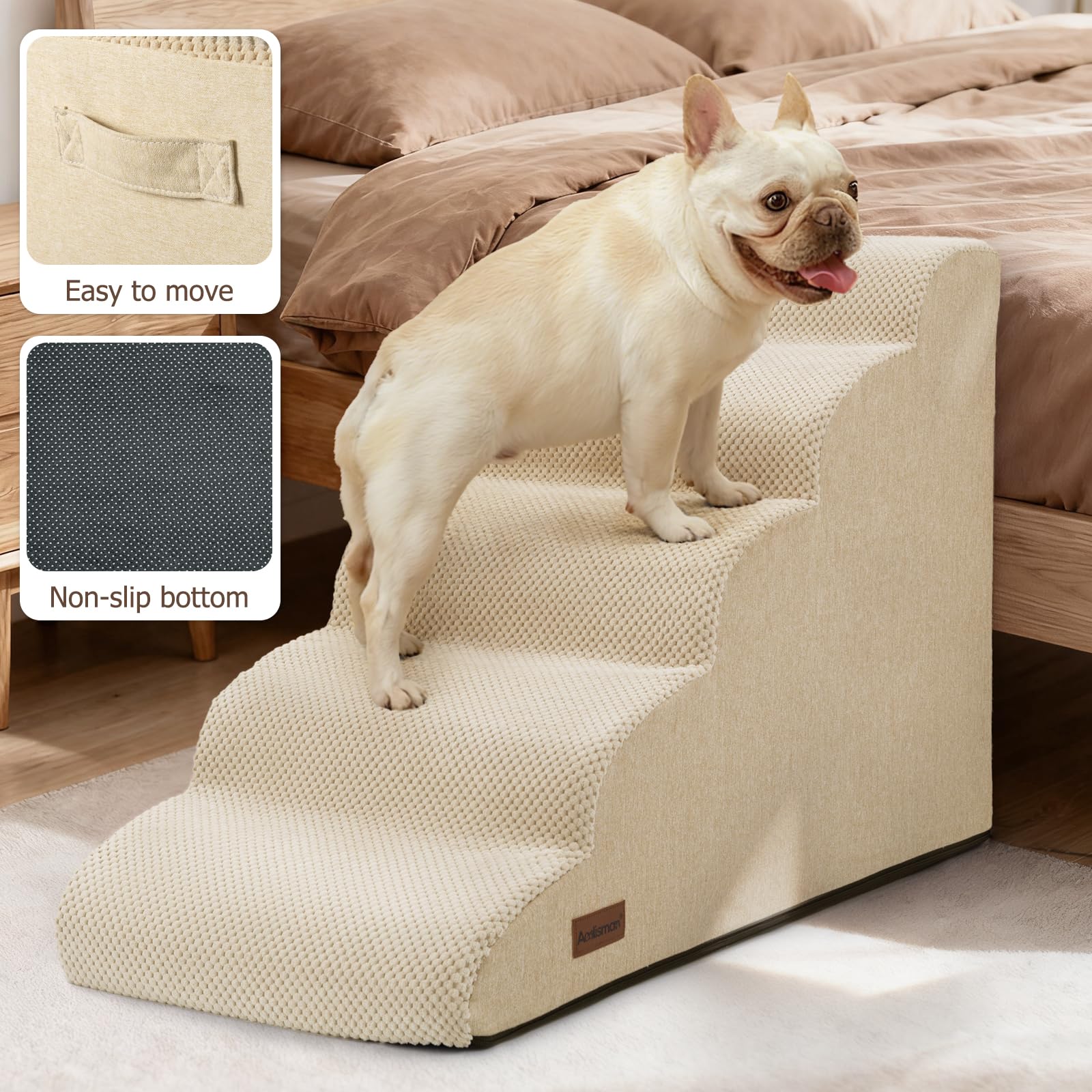 Aodisman dog stairs three-heights option suits sofas and beds.