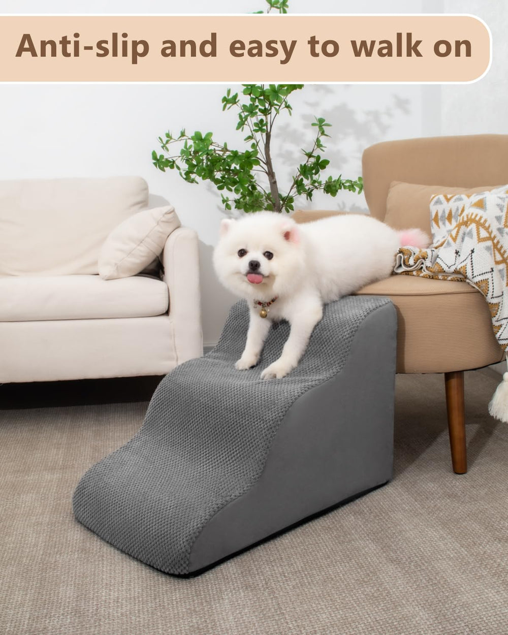 Aodisman dog stairs vacuum-packaging grey shows compact packaging for transport.