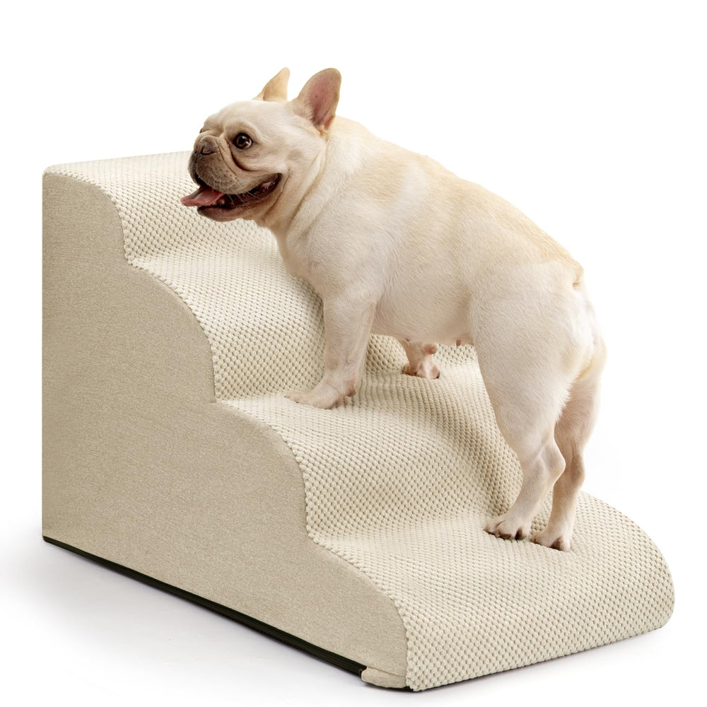Aodisman dog steps beige with soft corduroy surface for steady climbs onto sofas.