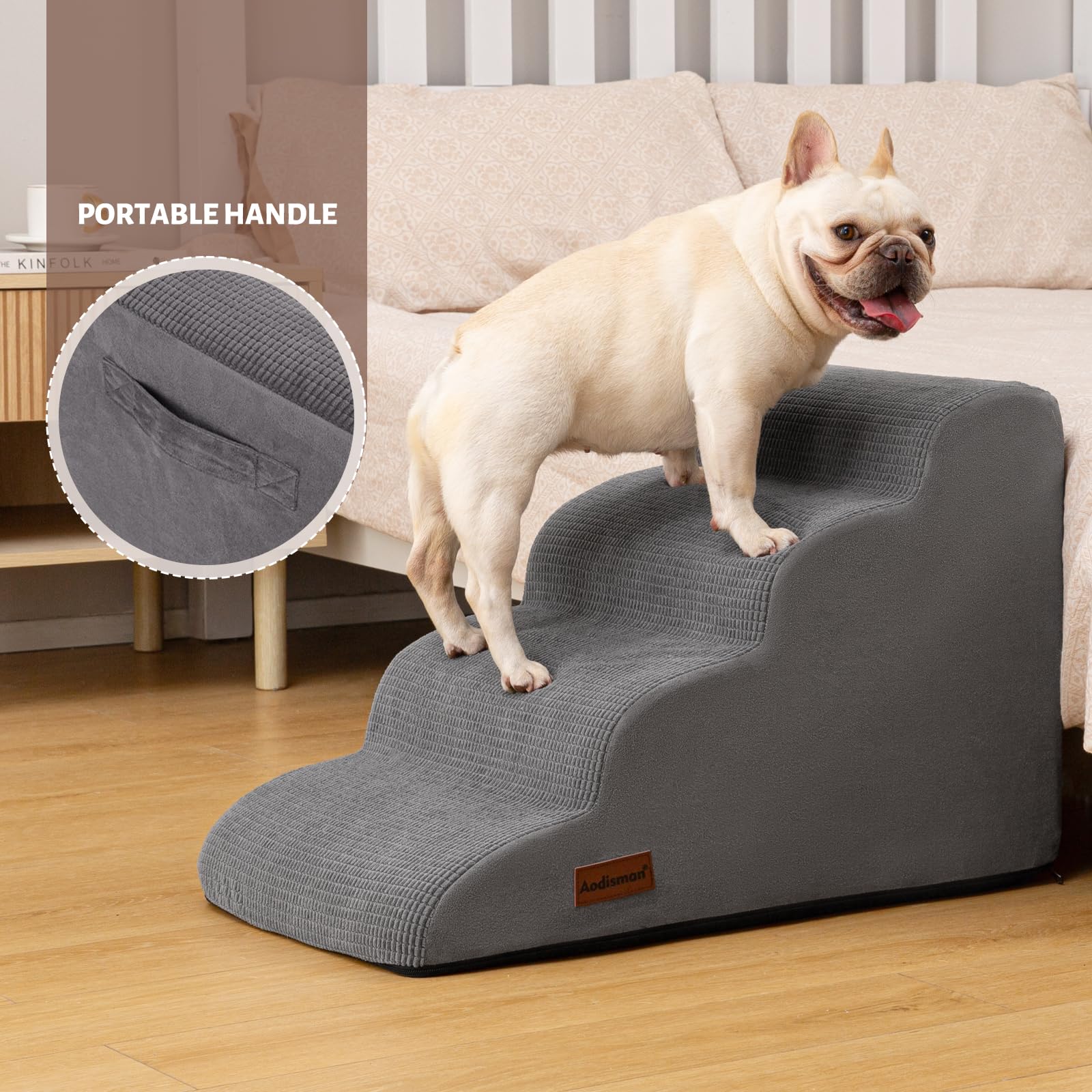 Aodisman dog steps foam support: high-rebound foam cushions pets during use