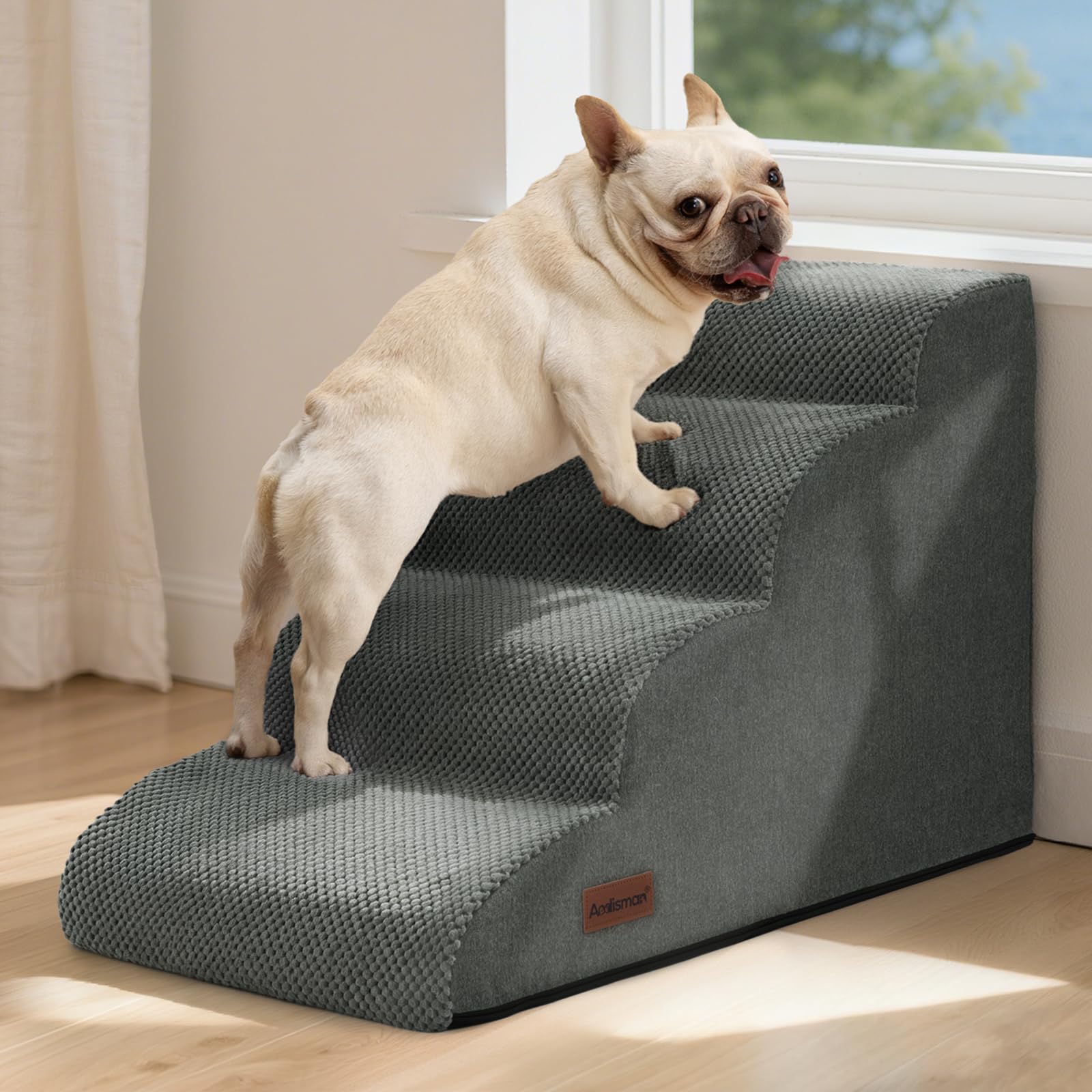 Aodisman dog steps grey anti-slip bottom keeps pets secure