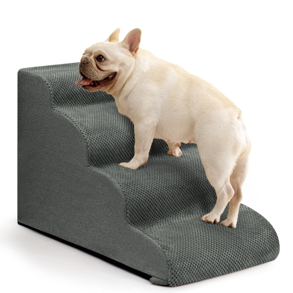 Aodisman dog steps grey front view showing compact design for sofa access