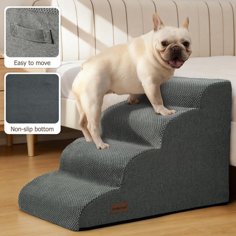 Aodisman dog steps grey portable handle enables easy relocation