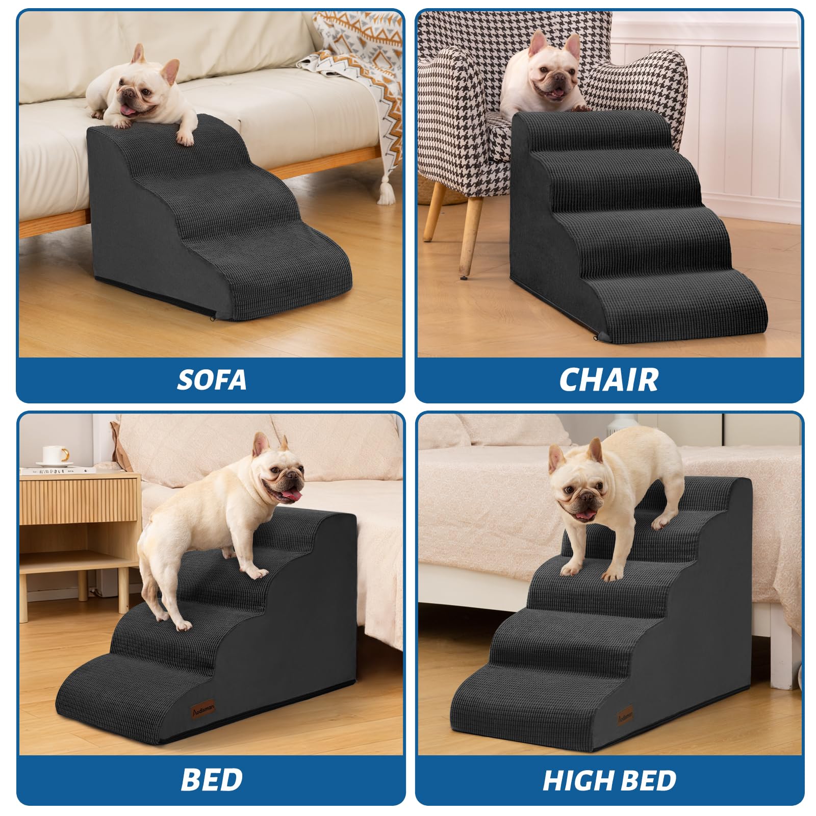 Aodisman ideal for small dogs and cats getting on beds or couches