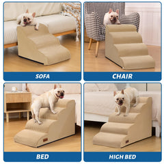 Aodisman pet stairs with non-slip bottom demonstrates secure footing on floor.