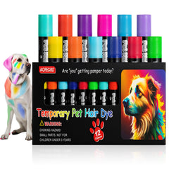 AOFEGRLT 12-pack dog hair dye pack ready for colorful pet looks.