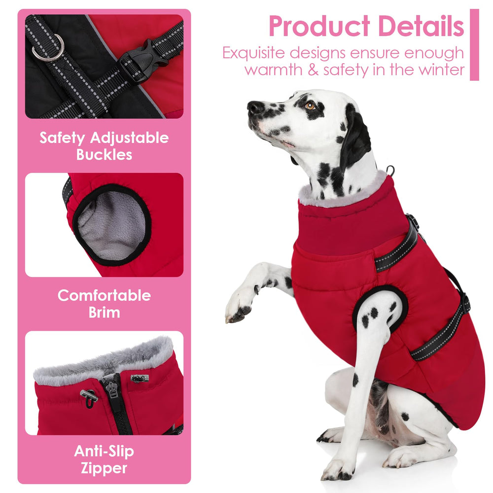 AOFITEE dog jacket with back zipper offers easy on-off and adjustable fit.