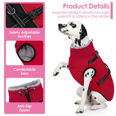 AOFITEE dog jacket with back zipper offers easy on-off and adjustable fit.