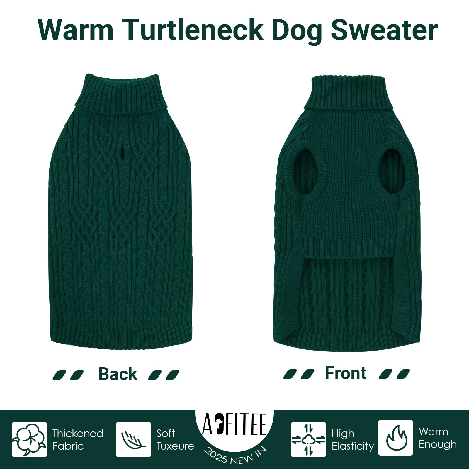 AOFITEE Christmas Dog Sweater shows harness hole for easy leash attachment