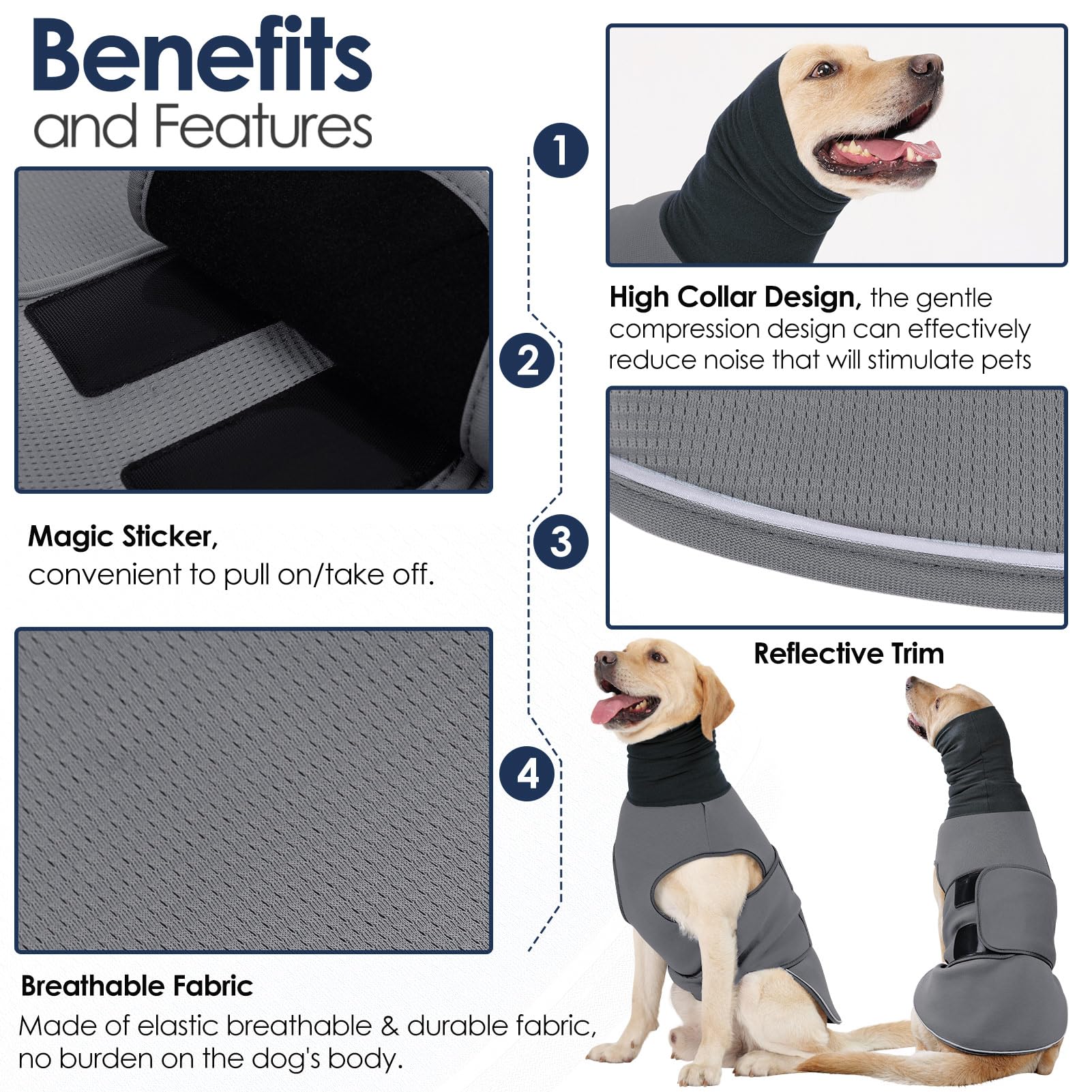 AOFITEE Dog Anxiety Vest wrap-closeup showing snug, calming fit during tense moments