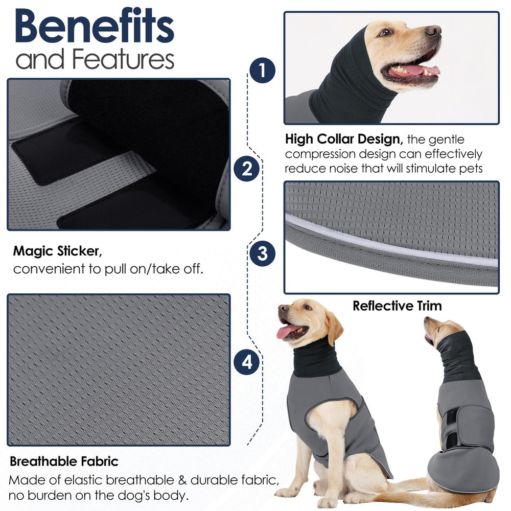 AOFITEE Dog Anxiety Vest wrap-closeup showing snug, calming fit during tense moments