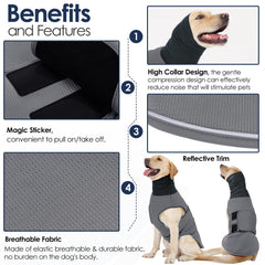 AOFITEE Dog Anxiety Vest wrap-closeup showing snug, calming fit during tense moments