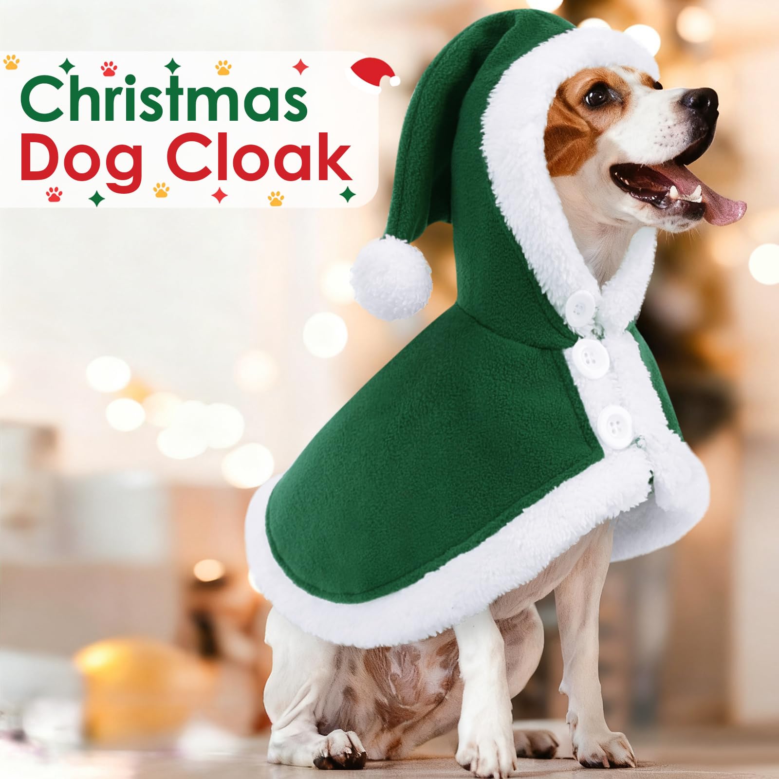AOFITEE cozy polar fleece cloak keeps pets warm during winter gatherings.