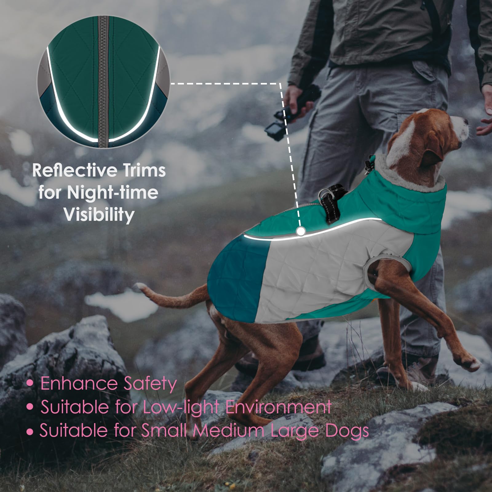 AOFITEE Dog Coat features adjustable straps for a secure, snug fit.