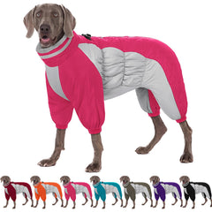 AOFITEE dog coat back view shows full coverage and easy-access zipper for secure cold-weather walks.