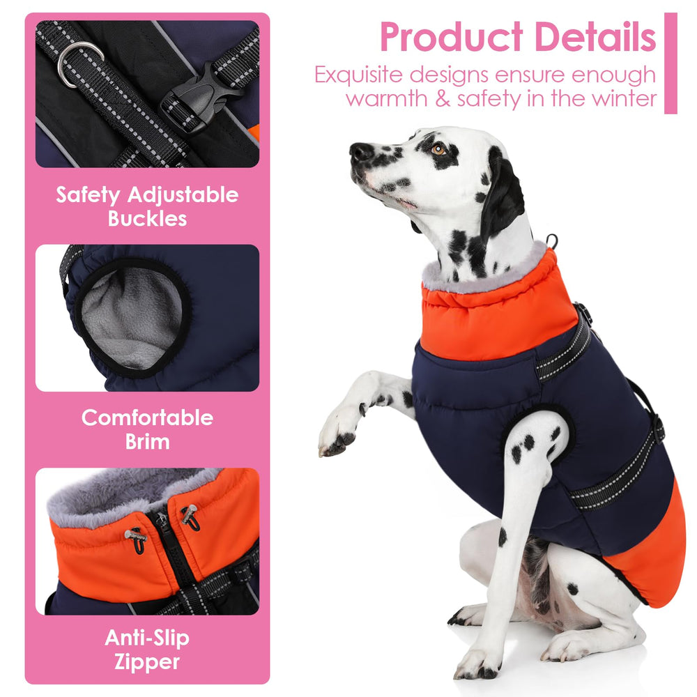 AOFITEE dog coat back zipper design for quick on-off during adventures.